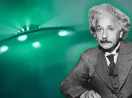 Einstein: UFO'lar hakkında meraklı değil. / Lambert/Keystone/Getty Images (Einstein), MARK GARLICK/SCIENCE PHOTO LIBRARY/Getty Images (UFO); Fotoğraf illüstrasyonu: Mental Floss